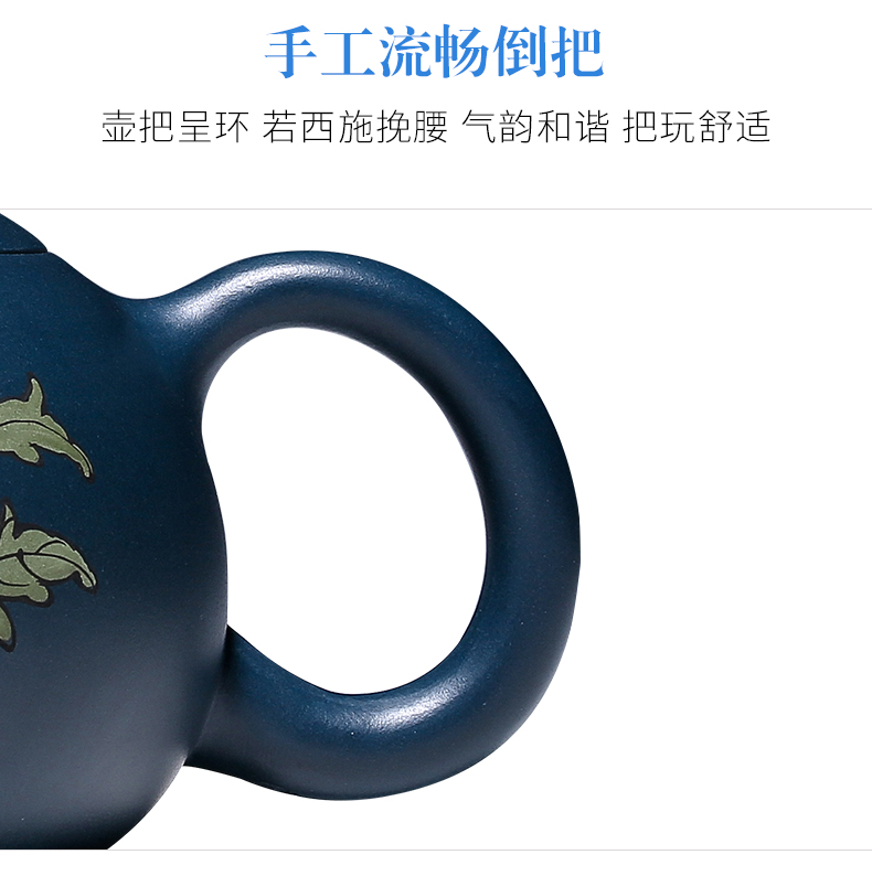 純手工紫砂壺，小巧琺瑯印花紫砂壺
